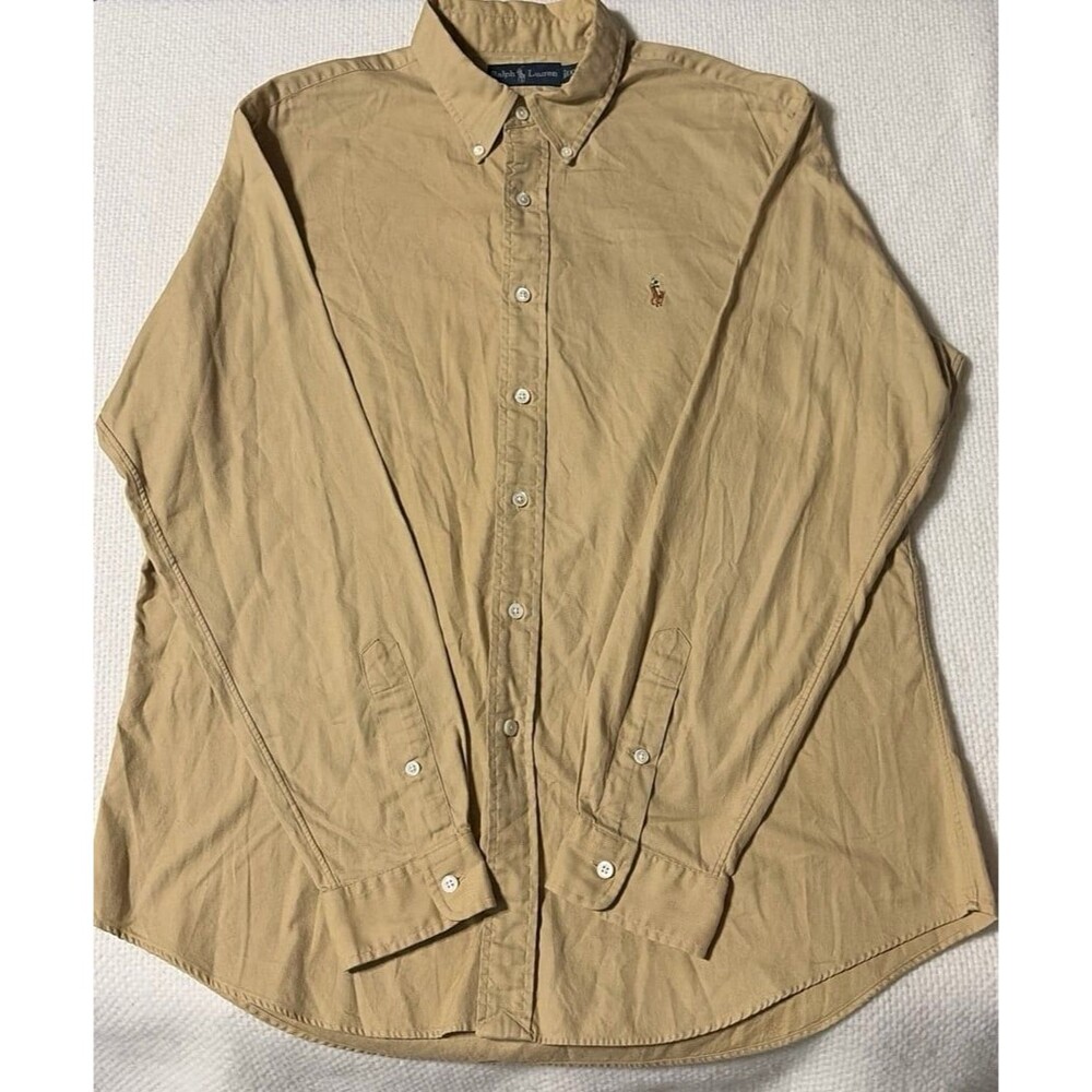 Polo Ralph Lauren Men's Tan Long Sleeve Button-Down Oxford Shirt Size XL